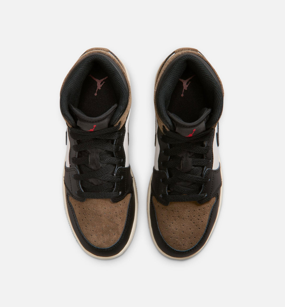 Air Jordan 1 Mid – Grade School Lifestyle Shoe in Black/Phantom/Palomino/University Red
