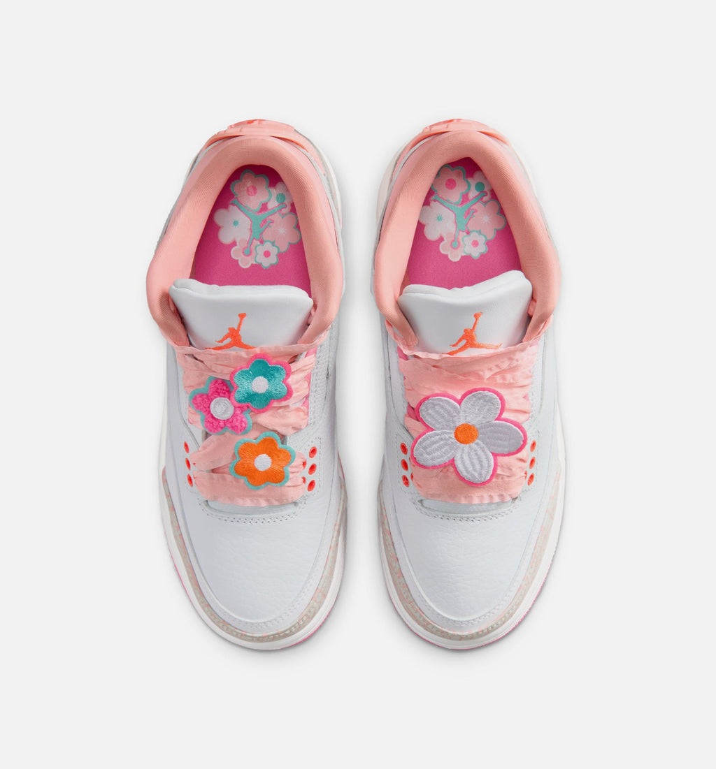 Air Jordan 3 Retro Spring Flowers Big Kids' Sneakers - Pearl Pink / Pink / Orange