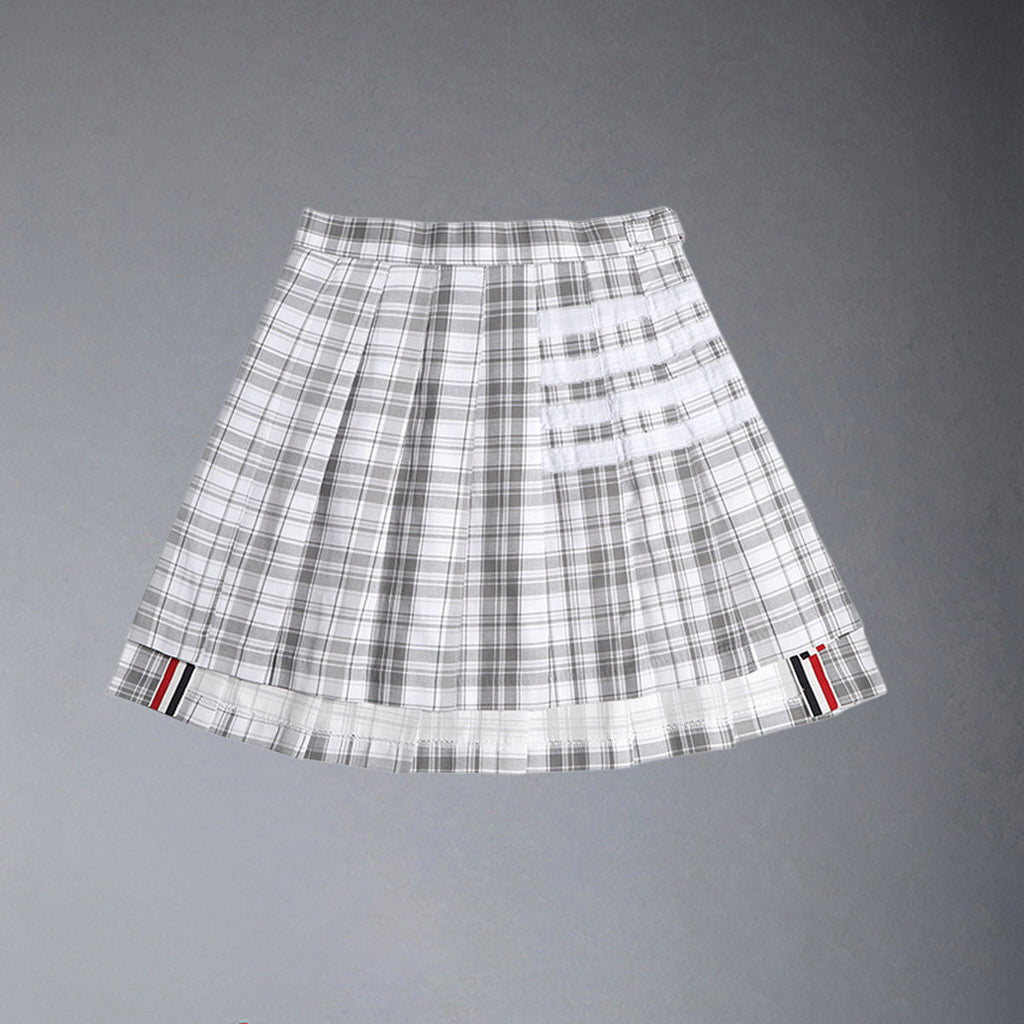 Women's Plaid 4-Bar Pleated Mini Skirt | Thom Browne
