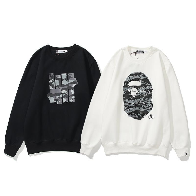 Bathing Ape Sweatshirts Printed Men's and Women's Casual Fleece-Lined Crew Neck Sweater