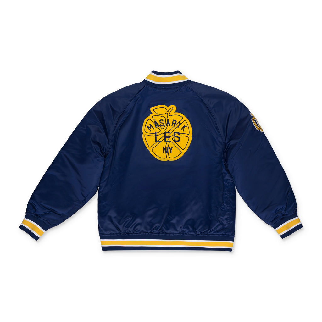 BLUE NEW BALANCE SATIN TEAM TRACK JACKET