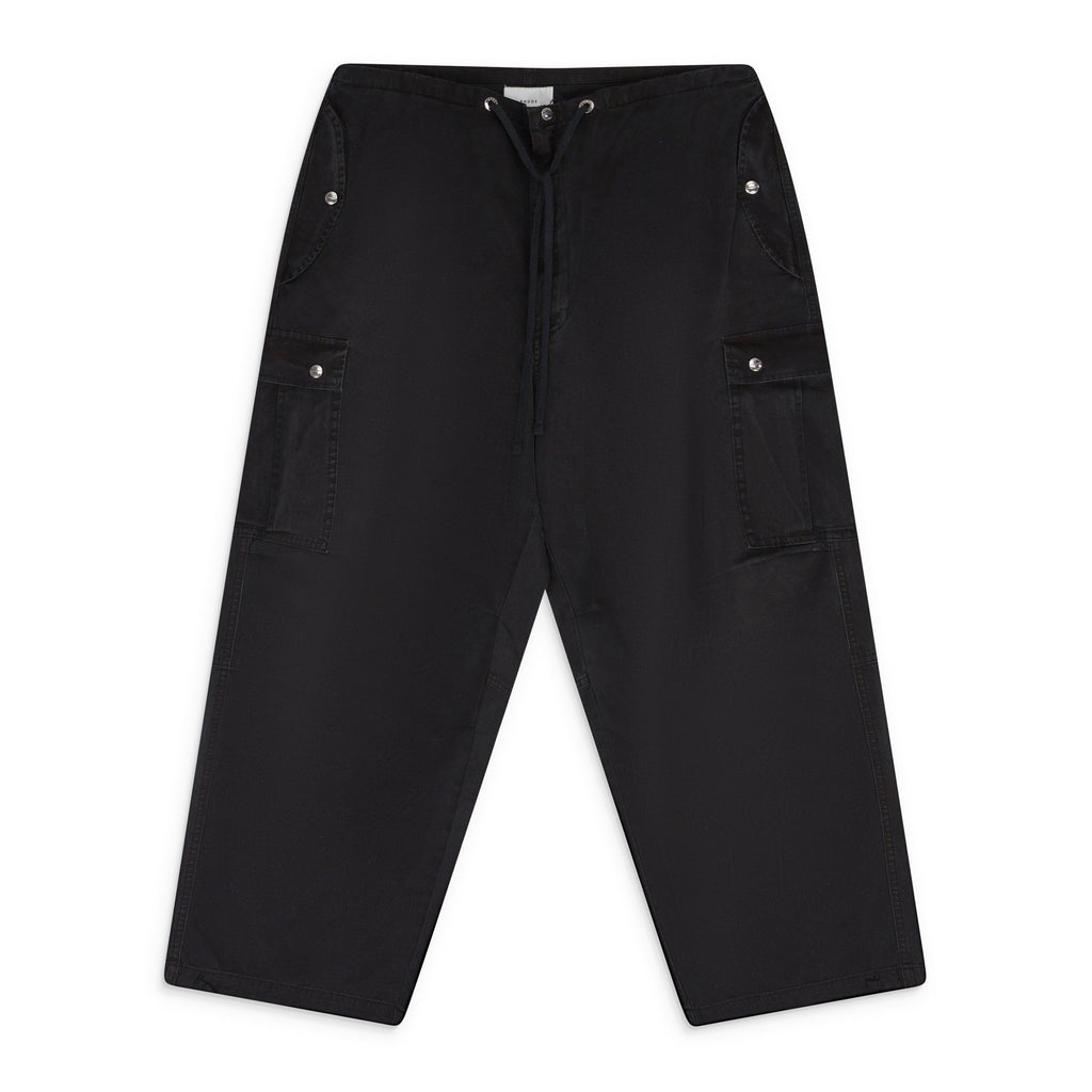 BLACK WASHED PARACHUTE PANTS TRACK PANTS