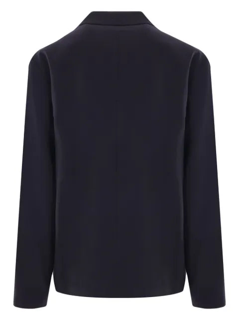 Marni deep blue single breasted wool jacket with Marni Symbol