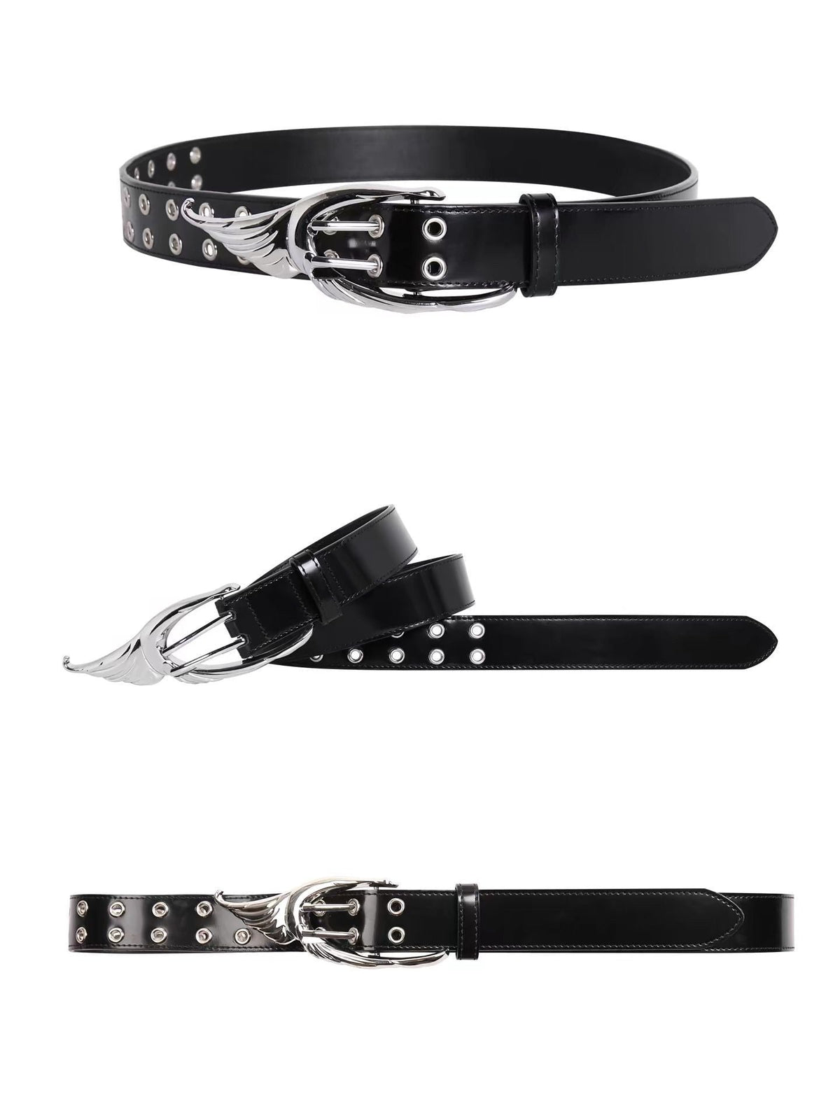 WHISTLEHUNTER Dove Metal Buckle Punk Retro Glossy Leather Waist Belt
