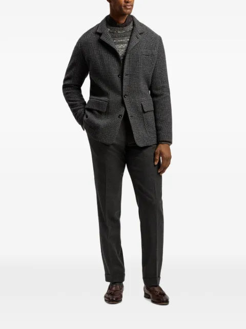 Ralph Lauren Purple Label Glen-check suede-trim cashmere jacket