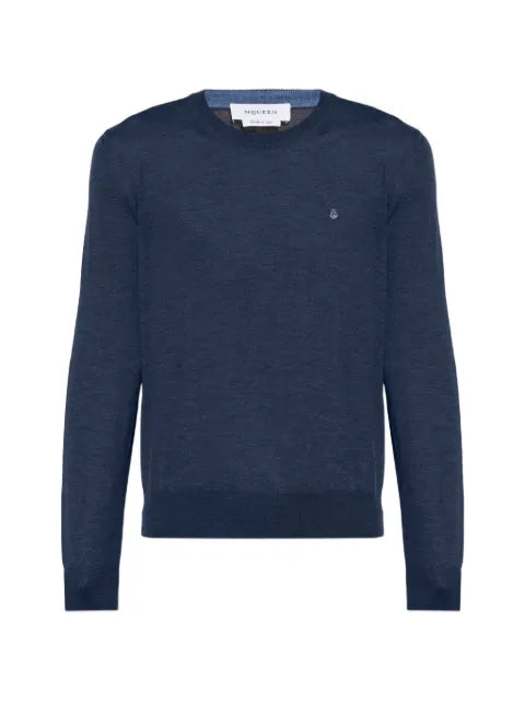 Alexander McQueen embroidered-logo crew-neck sweater