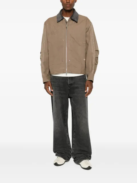 adidas embroidered corduroy-collar jacket