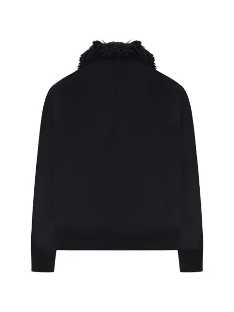 sacai Melton faux-fur collar wool jacket