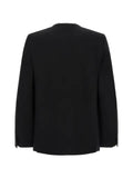 Black Comme Des Garçons raw-cut collarless blazer