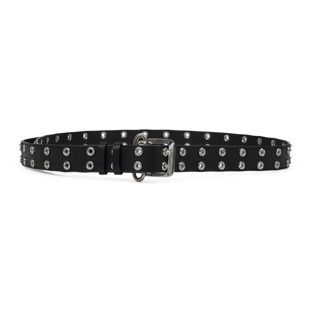 Black Grommet Leather Belt