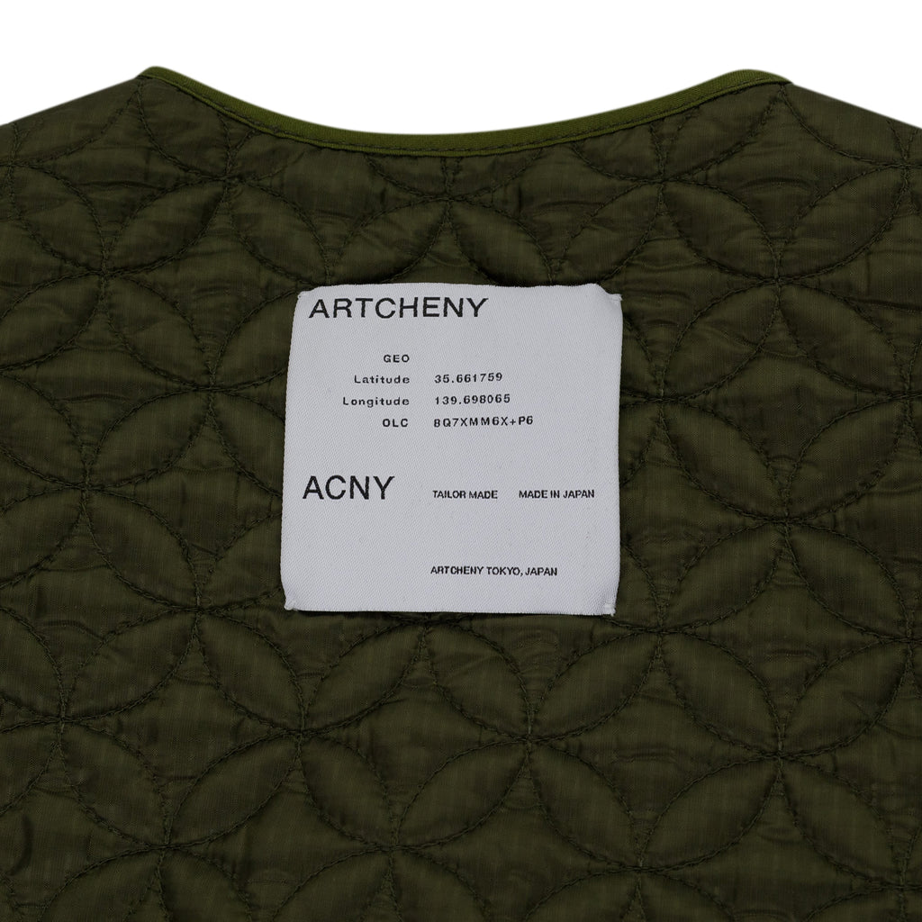 Green Shippo Quilted Lining Jacket Olive