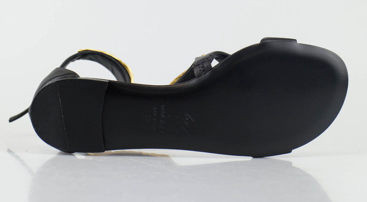 ROLL JETI LEATHER BLACK SANDALS & FLIP-FLOPS