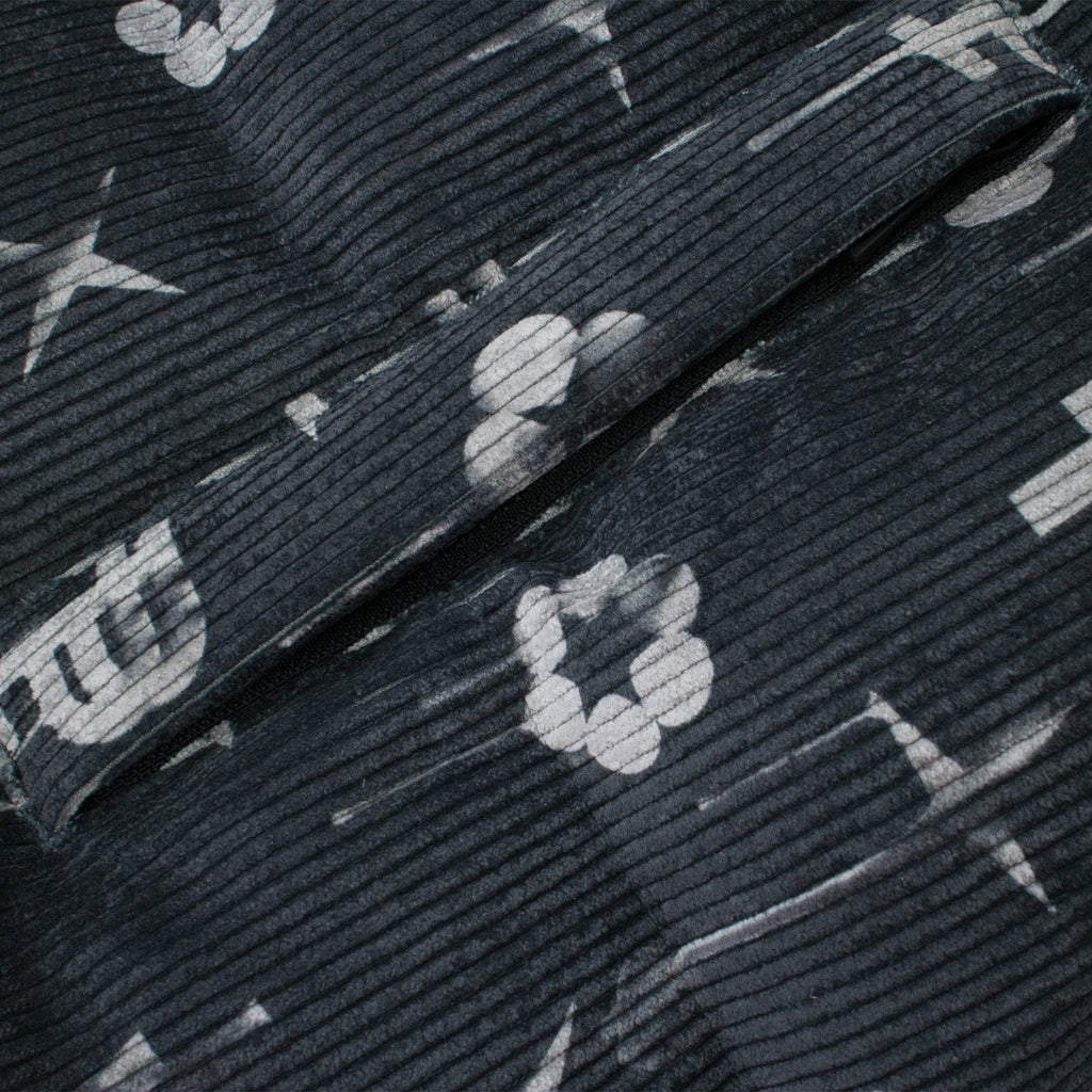 Black Printed Corduroy AOP Puffer Vest