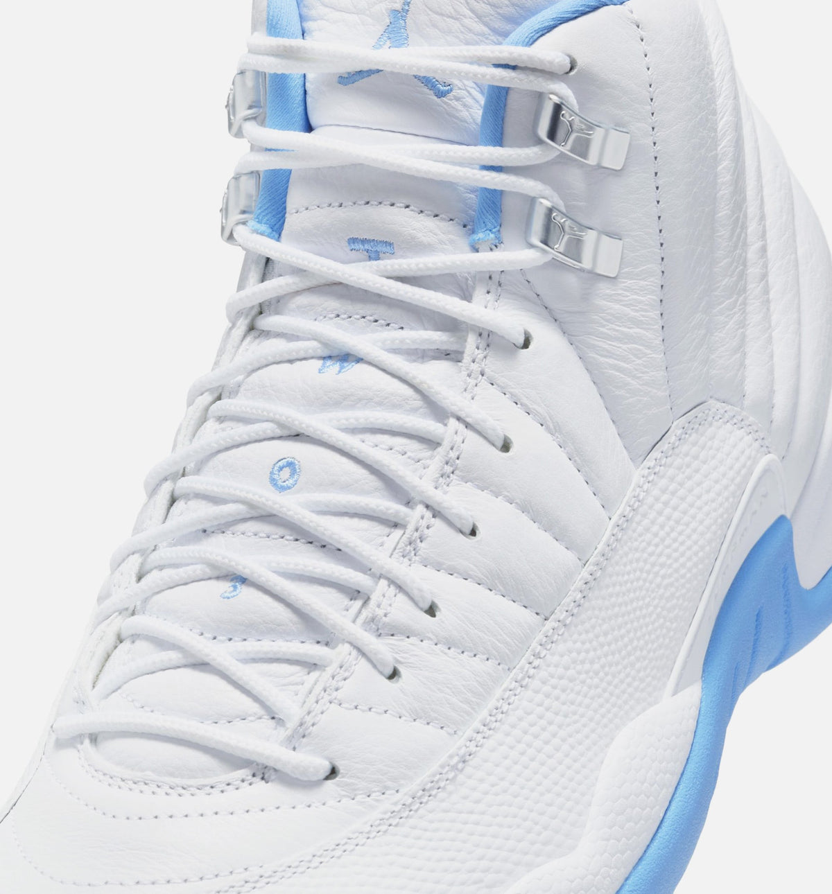 Air Jordan 12 Retro White & University Blue Men's Lifestyle Shoes - White/University Blue/Metallic Silver