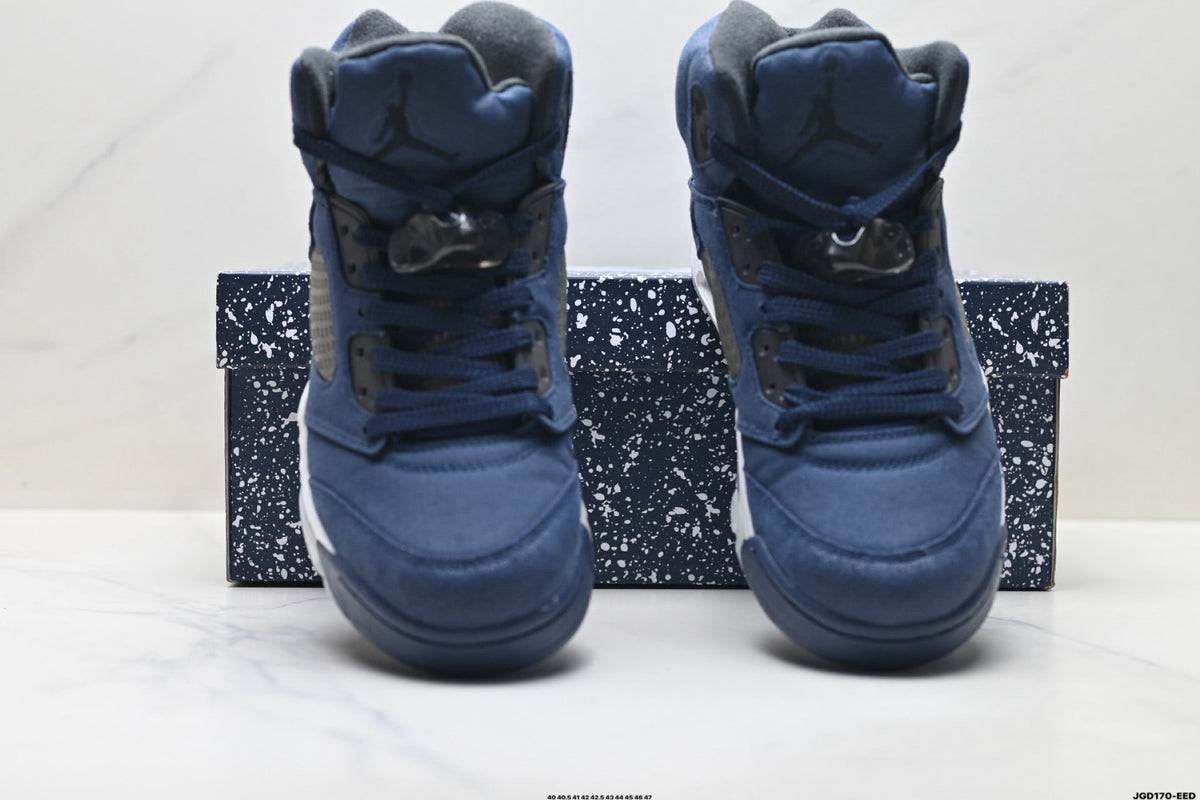 Air Jordan 5 Retro Navy Blue White Sneakers