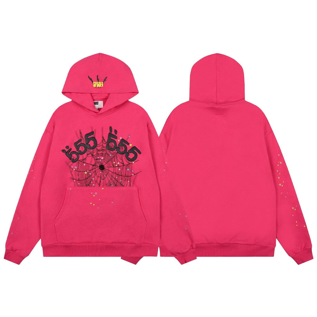 Sp5der Pink Spiderweb Graphic Hoodie & Sweatpants Matching Set
