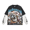 Godspeed Skull Floral Layered-Look Long-Sleeve T-Shirt