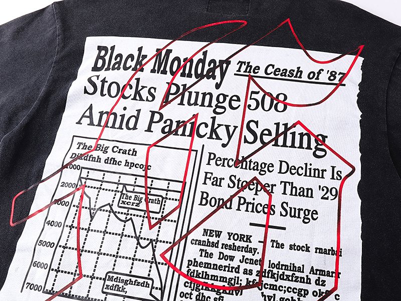 Godspeed Washed Black Skull Newspaper Graphic Short-Sleeve T-Shirt