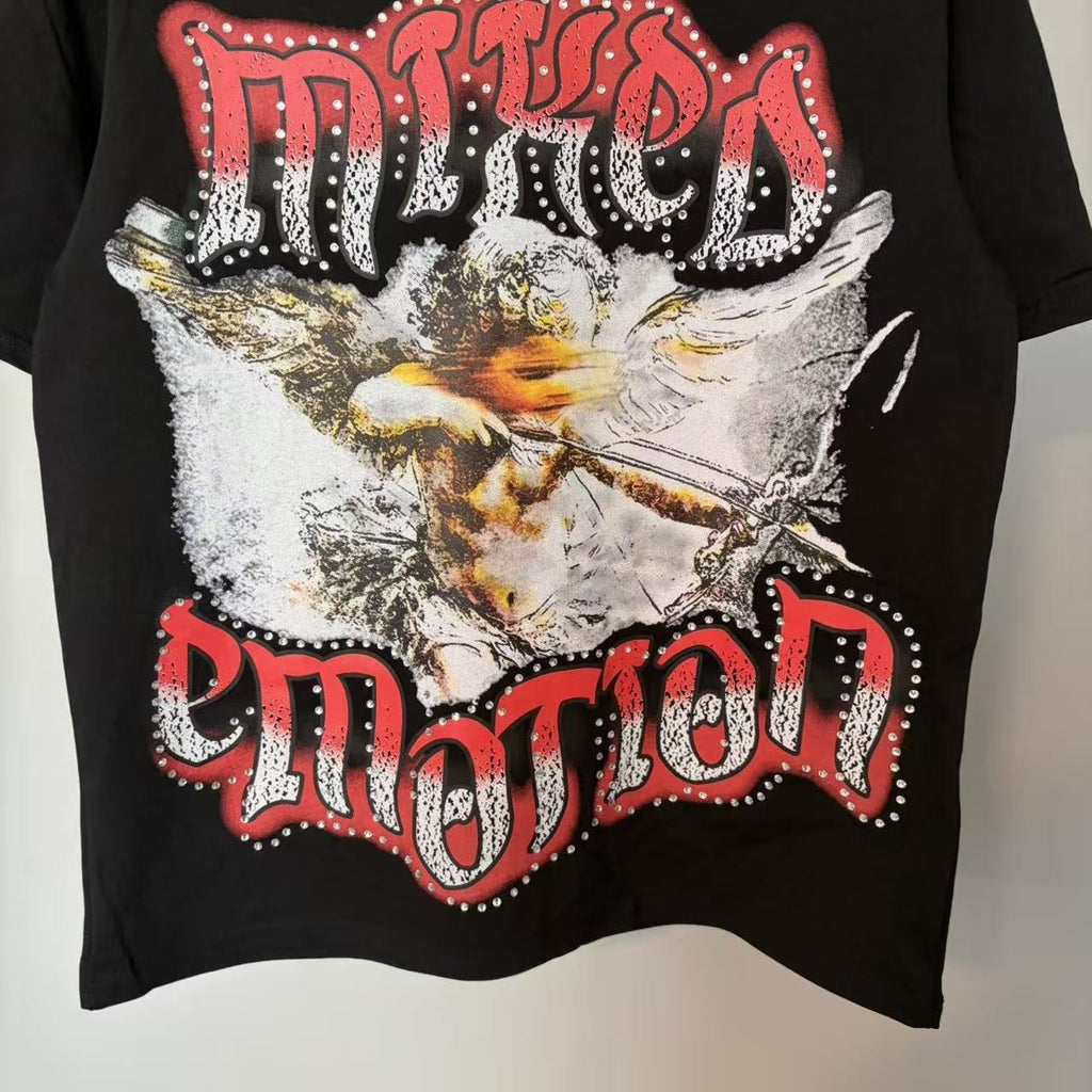 MIXED EMOTION Studded Wing Graphic T-Shirt