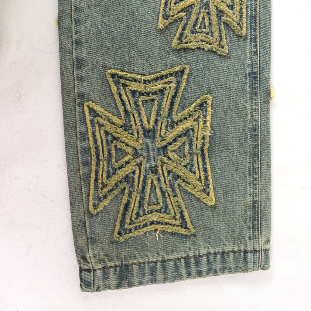 Vale Forever Embroidered Letter Washed Jeans