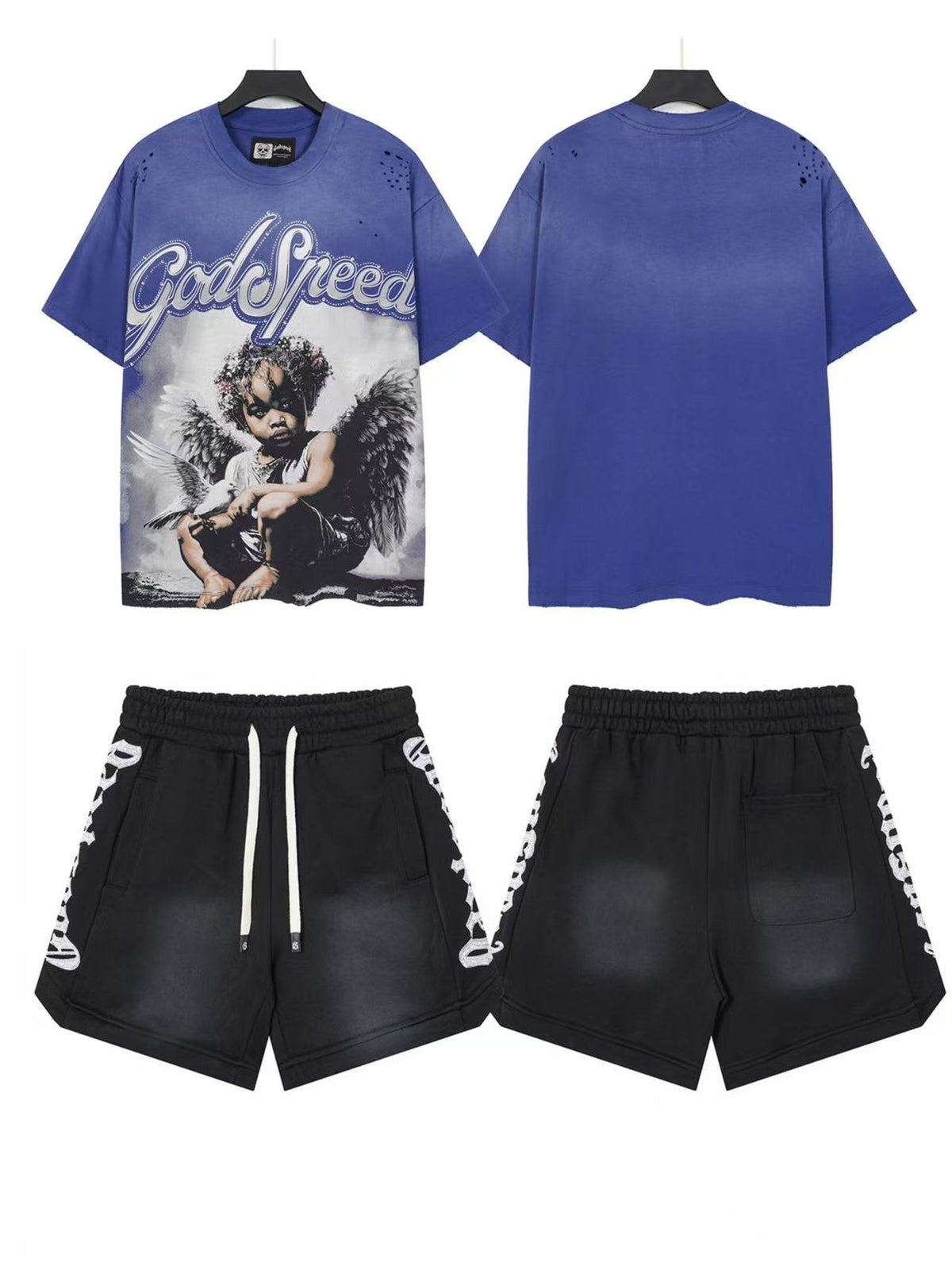 Godspeed Blue Angel Graphic T-Shirt and Shorts Set