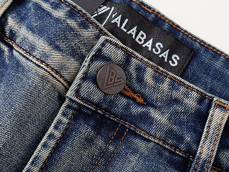VALABASAS Triangle Motif Washed Denim Jeans