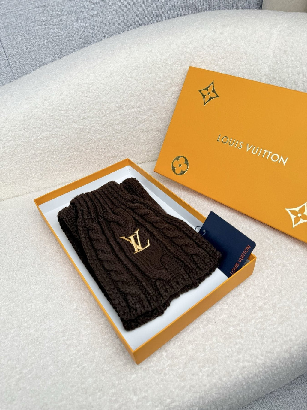 Louis Vuitton Dark Brown Cable-Knit Scarf