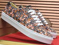 Burberry Geometric-Print Low-Top Sneakers - Orange, Black & White