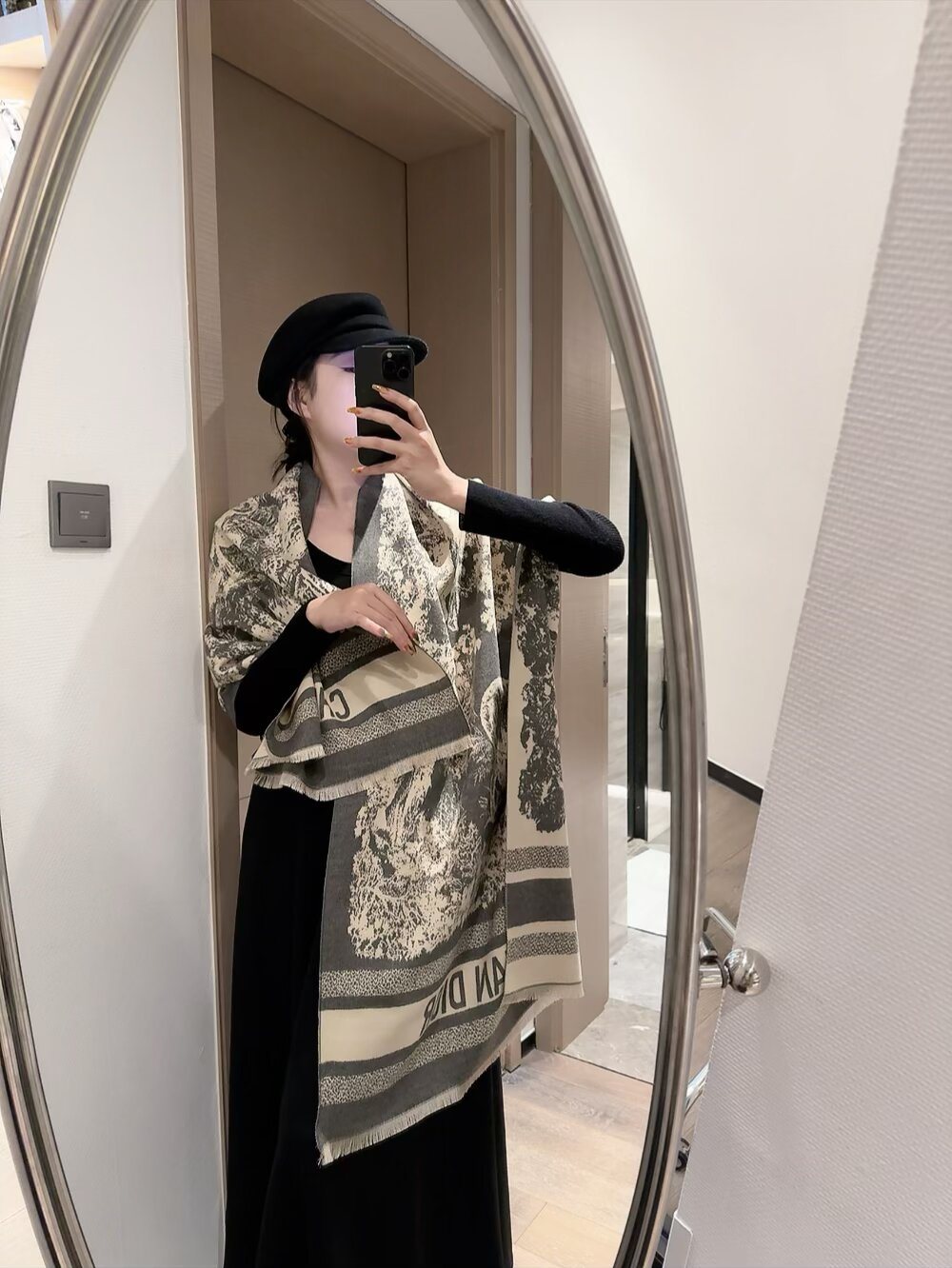 Dior Animal & Foliage Fringed Scarf
