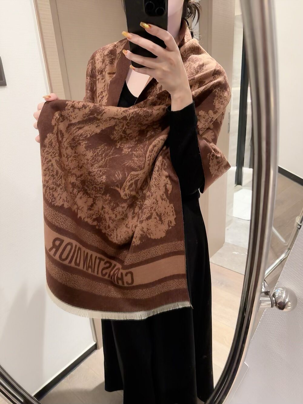 Dior Animal & Foliage Fringed Scarf