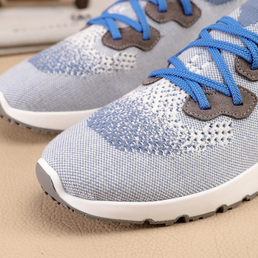 Brunello Cucinelli Light Blue-Gray Knit Sneakers