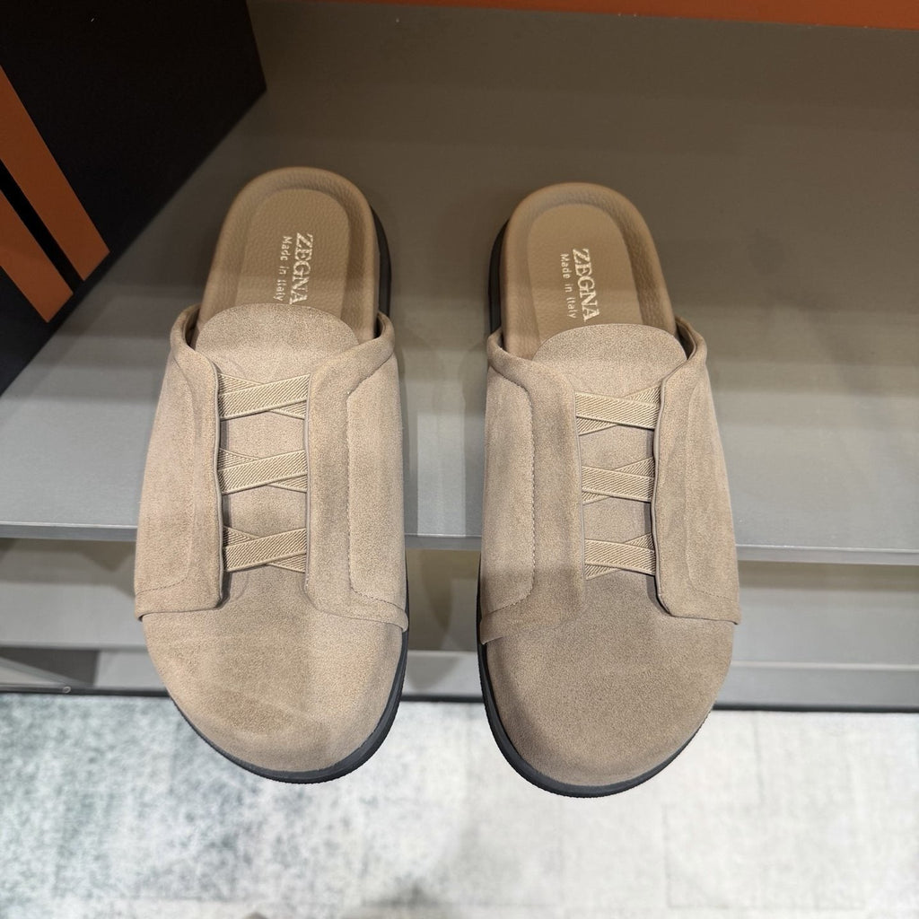 Zegna Men's Layered Vamp Slide Sandals