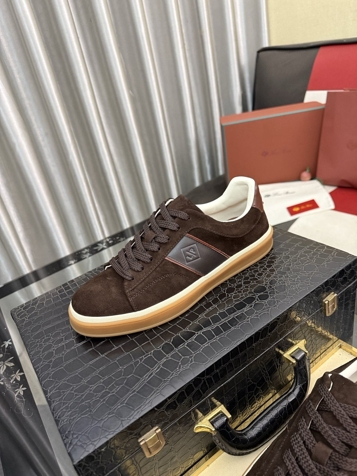 Low-Top Lace-Up Sneakers with Gum Sole