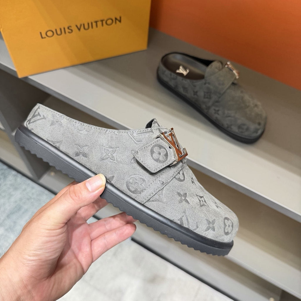 Louis Vuitton Embossed Buckle Slide Sandals