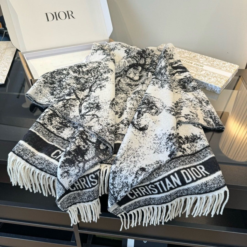 Dior Fringed Toile Square Scarf