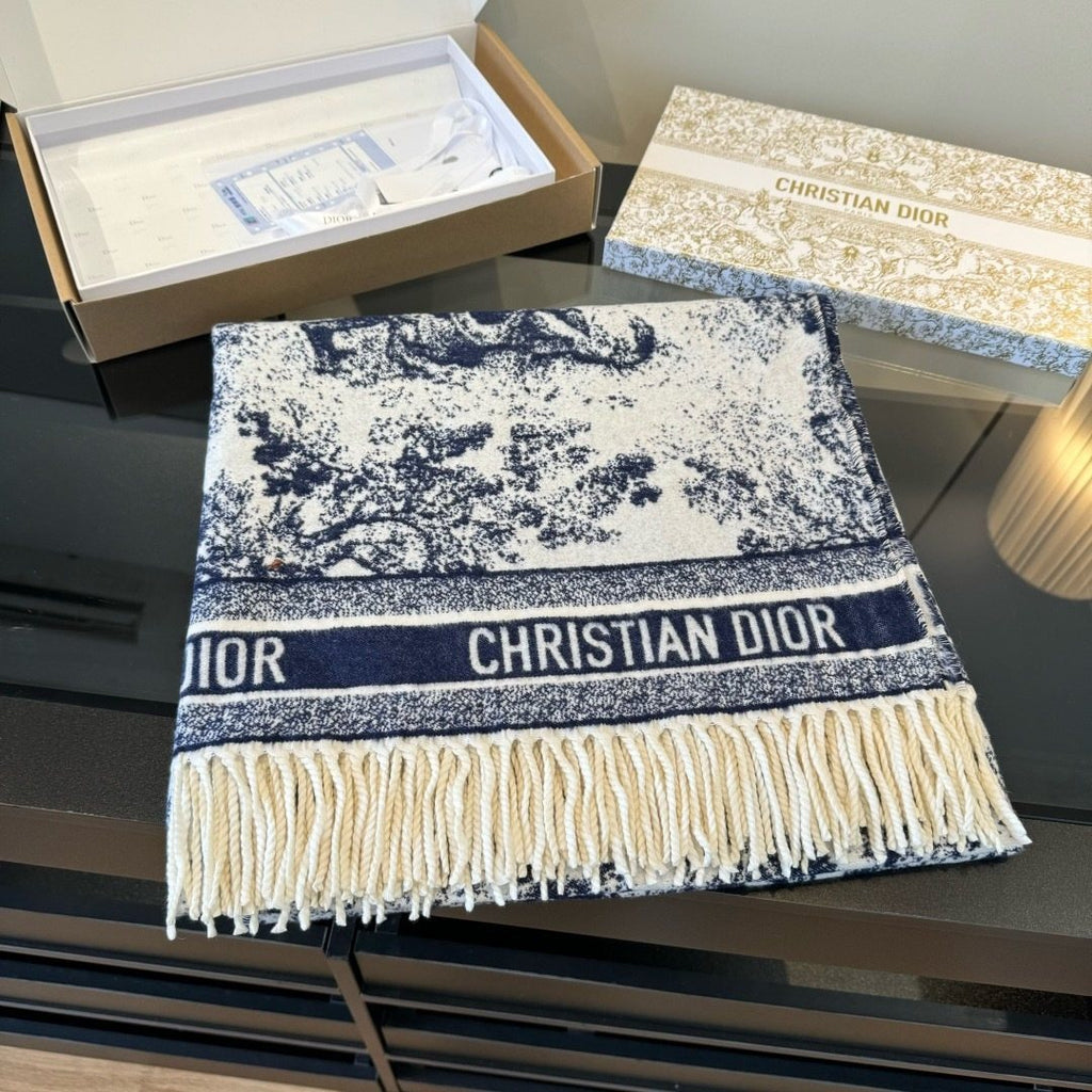 Dior Fringed Toile Square Scarf