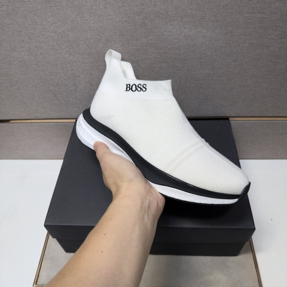 BOSS Textured Slip-On Sneakers