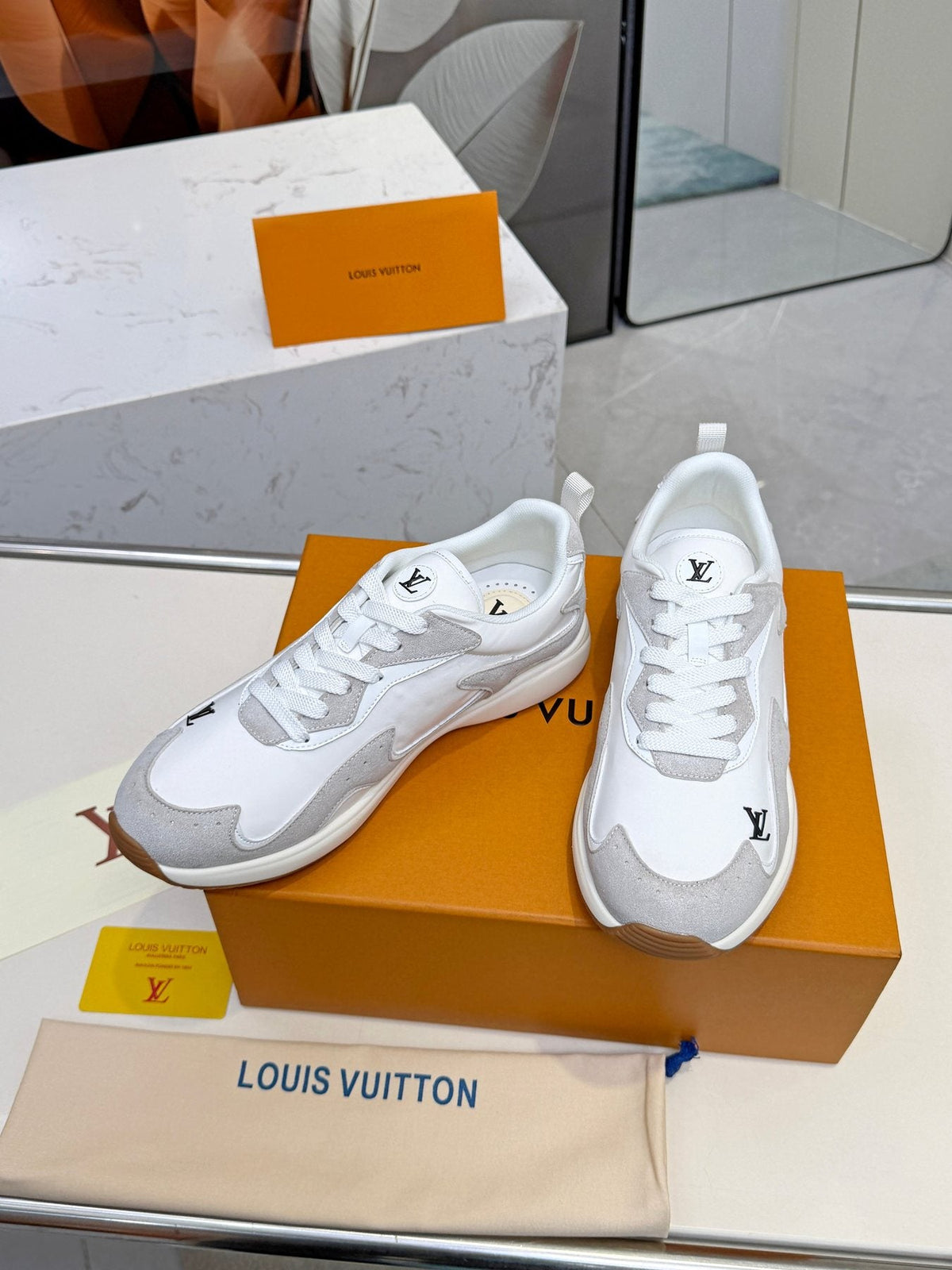Louis Vuitton Men's Patterned Low-Top Sneakers - Patterned Overlay Details