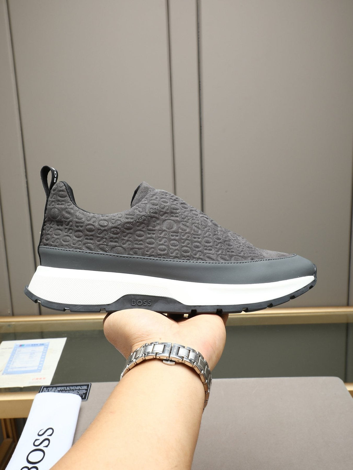Hugo Boss Men's Textured Thick-Sole Slip-On Sneakers