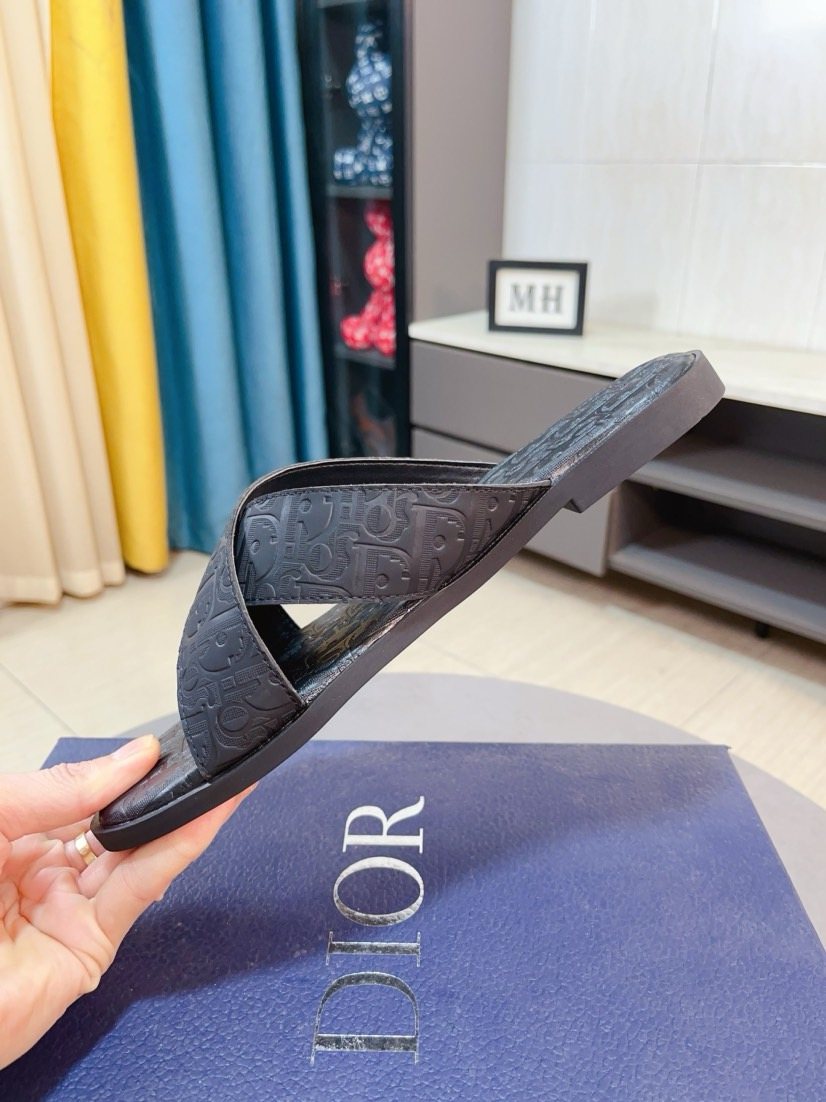 Dior Men's Cross-Strap Slide Sandals