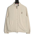 Brunello Cucinelli BC Travelwear Embroidered-Badge Stand-Collar Jacket - Beige