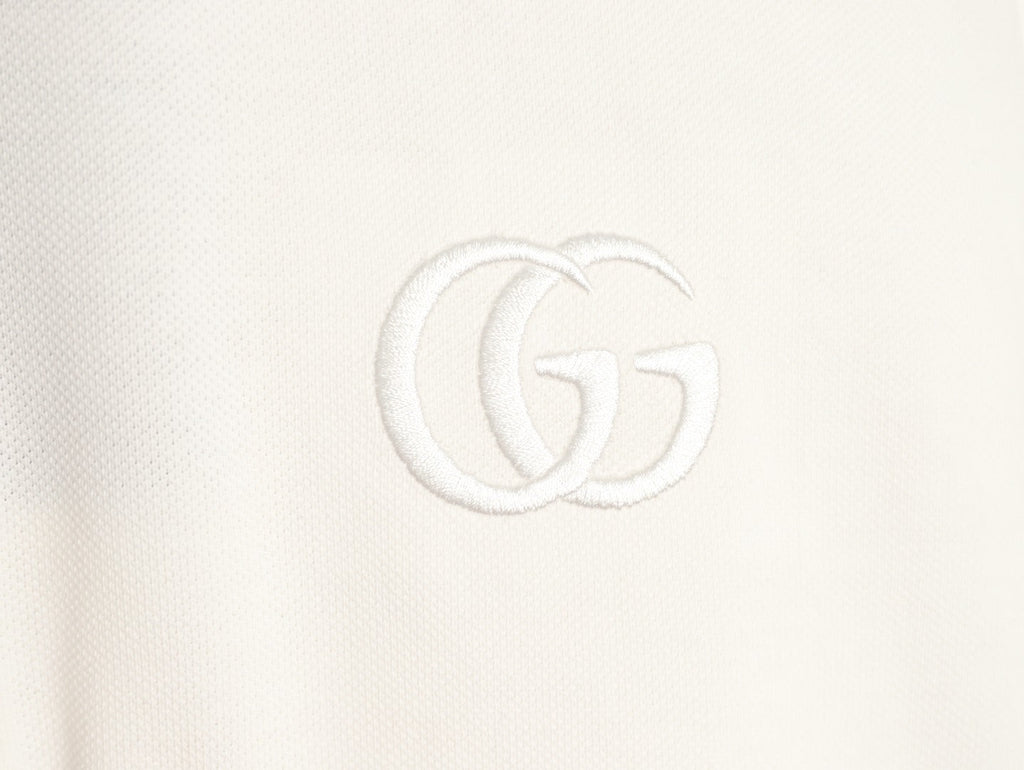Gucci GG Embroidered Short-Sleeve Polo Shirt - White