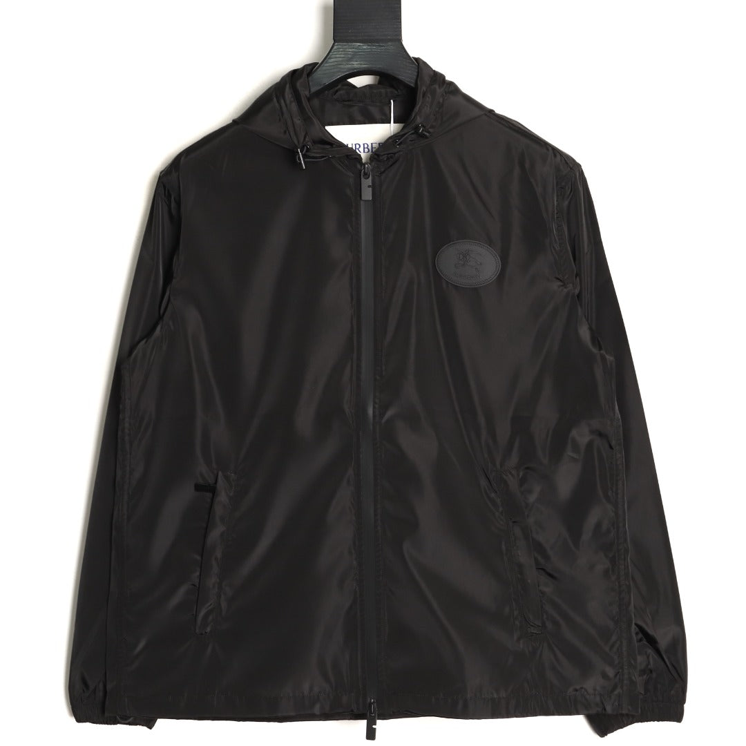 Burberry Oval Equestrian Back-Graphic Hooded Jacket - Black