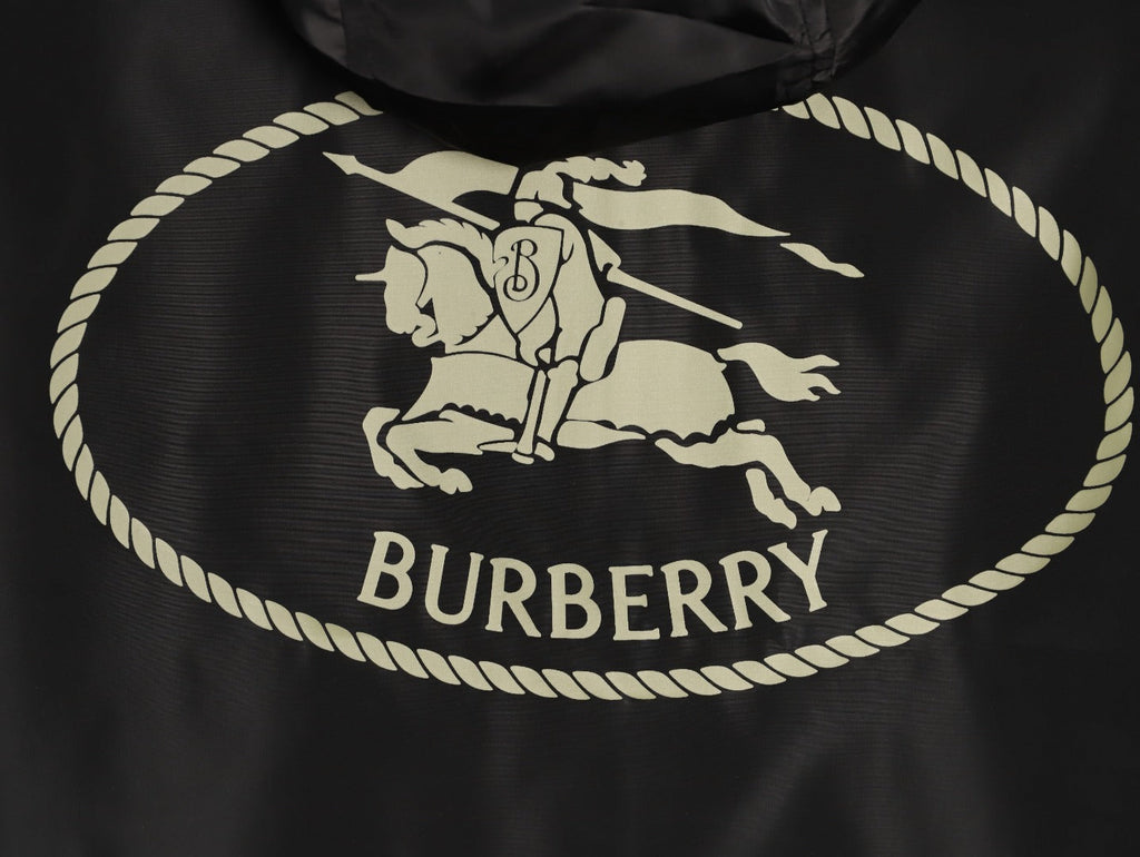 Burberry Oval Equestrian Back-Graphic Hooded Jacket - Black