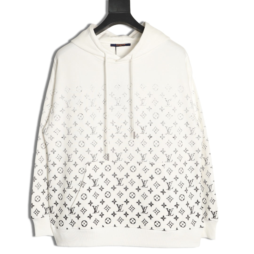Louis Vuitton Gradient Monogram-Style Pullover Hoodie - White