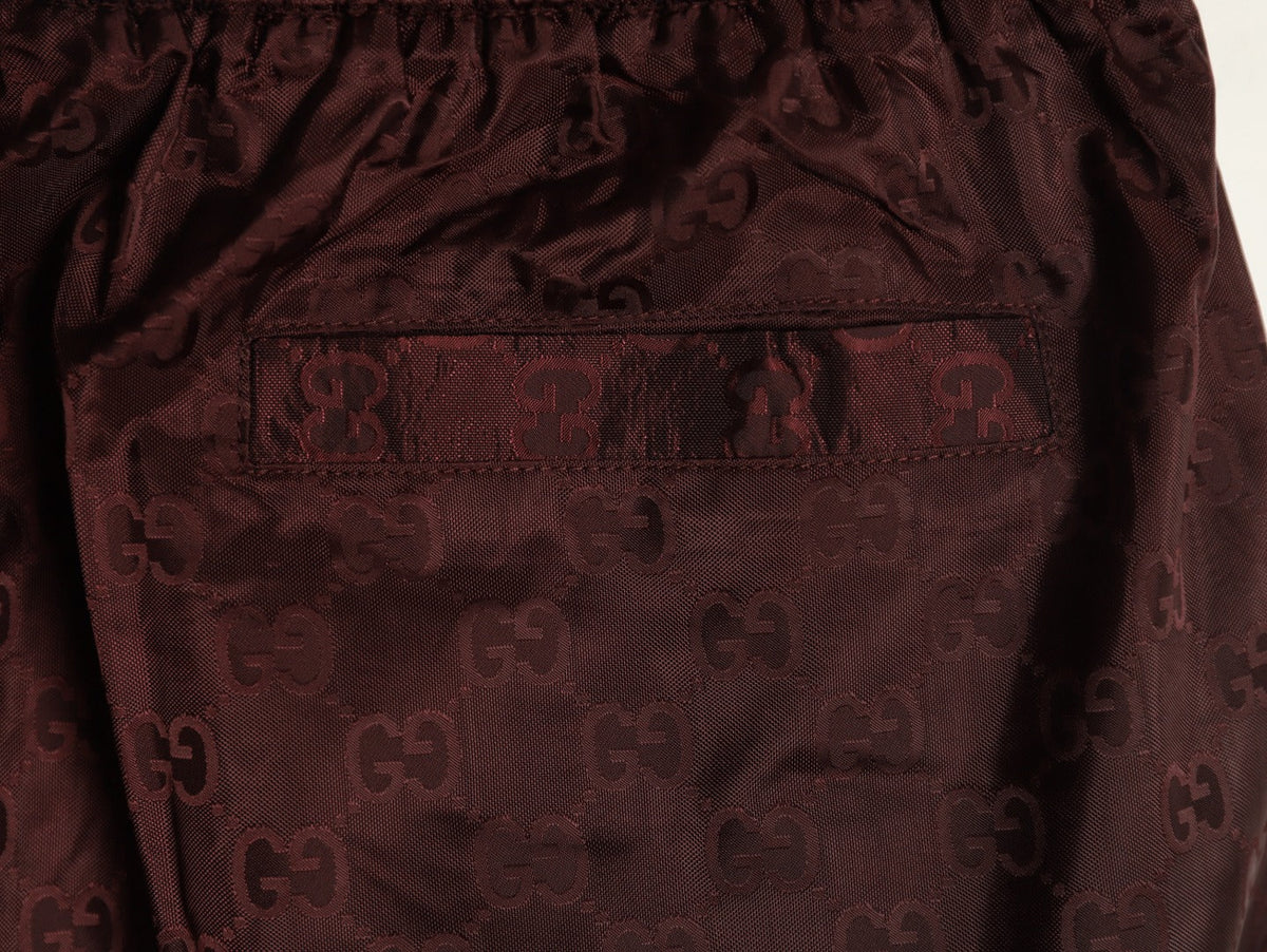 Gucci Tonal Double-G-Style Allover Drawstring Shorts - Burgundy